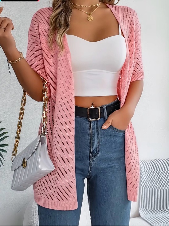 no brand Sweaters - chic Pink Open-Knit Women’s Cardigan Sweater Sz M